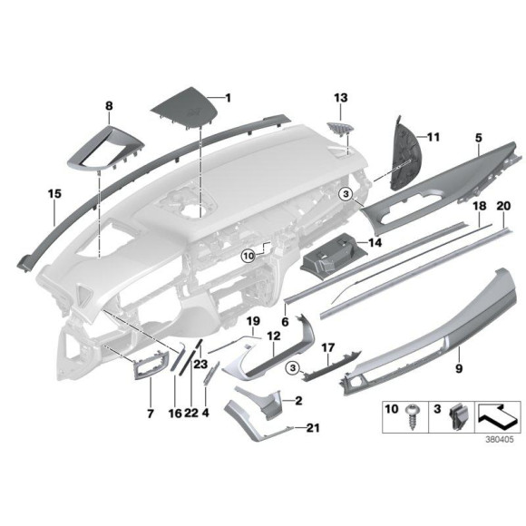 Światłowód wnętrza lewy BMW F15 F16 F85 F86 M X5 X6 - 63319289942