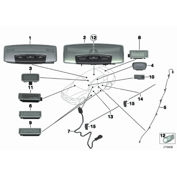 Światłowód drzwi tył prawy BMW F33 F36 418 420 428 430 440 435 - 63319273646