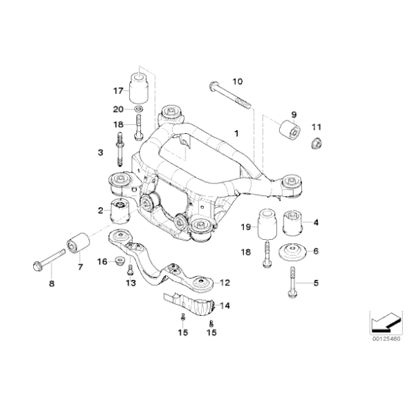 Poduszka gumowa belki wózka tył przednia BMW E46 E85 Z4 318d 320d - 33176770768
