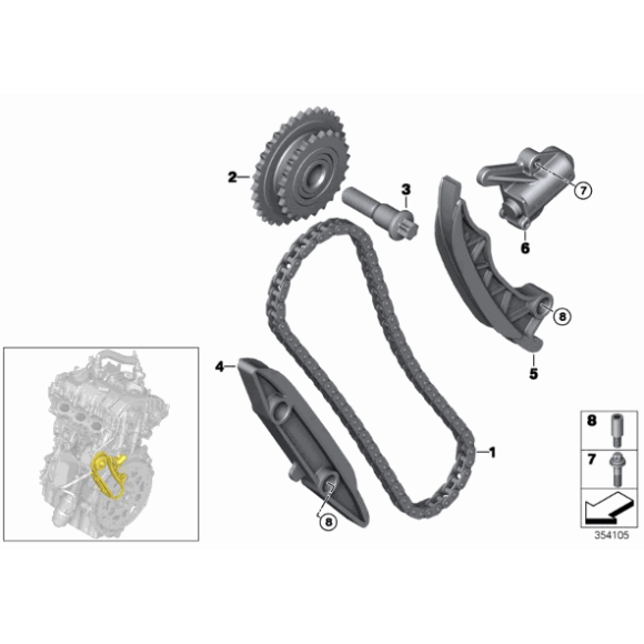 Śruba łożyskowa rozrządu BMW F20 F21 F23 F30 F31 F34 F36 F39 F48 MINI F54 F55 F57 G01 G11 G20 G30 - 13527617486