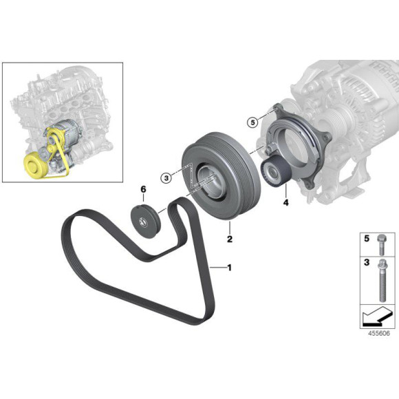 Śruba koła wału korbowego BMW E60N E70 E71 E81 E87 E84 E90 F01 F07 F10 F11 F13 F20 F30 F32 F45 MINI - 11238651643