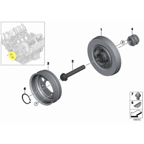 Śruba koła pasowego BMW E70 F01 F10 F12 F15 F90 G05 G07 G11 G15 G30 - 11238648148