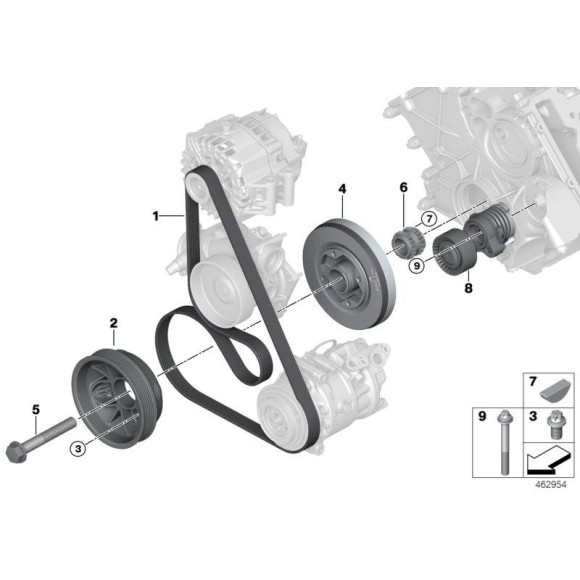 Śruba koła pasowego BMW E70 F01 F10 F12 F15 F90 G05 G07 G11 G15 G30 - 11238648148