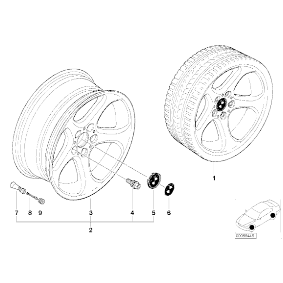 Śruba koła BMW E53 X5 3,0i 3,0d 4,4i 4,6is 4,8is, 62mm - 36136781153