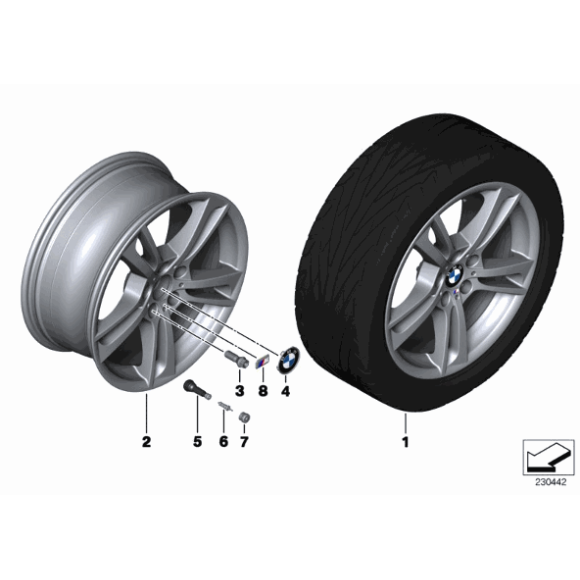 Emblemat M wklejany w felgę BMW E31 E4 E36 E38 E39 E46 E60 E53 E63 E65 E70 E81 E90 F01 F10 F07 F12 F15 F25 F30 G11 - 36112228660