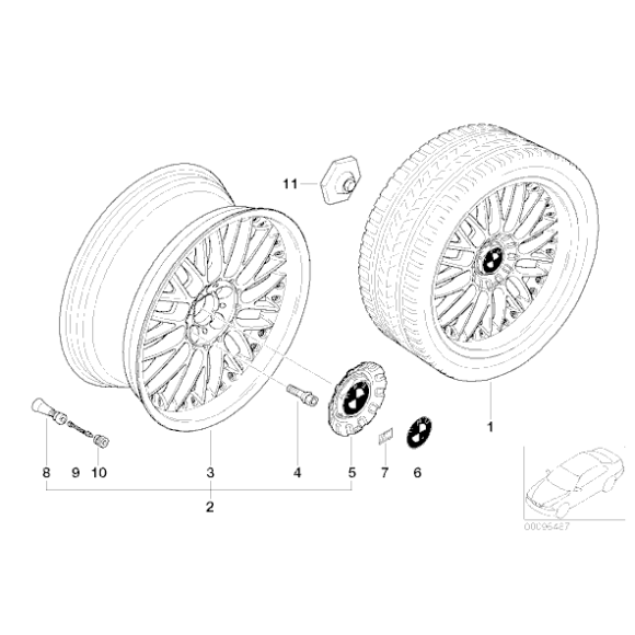 Plakietka felgi z folią samoprzylepną BMW E30 E31 E32 E34 E36 E38 E39 E46 E60 E53 E63 E64 E65 E85 E90 E91 E93 - 36136758569