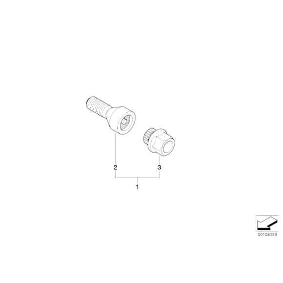 Śruba koła z kodem CODE 40 BMW E46 E60 E61 E63 E64 E81 E85 E87 E90 E91 E92 E93 MINI R50 R52 R53 - 36136786484