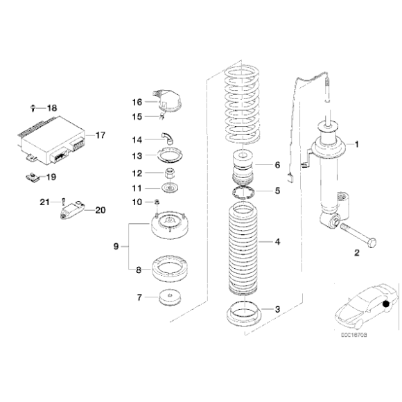 Gniazdo łożysko amortyzatora tył BMW E38 725 728 730 735 740 750 - 37121091240