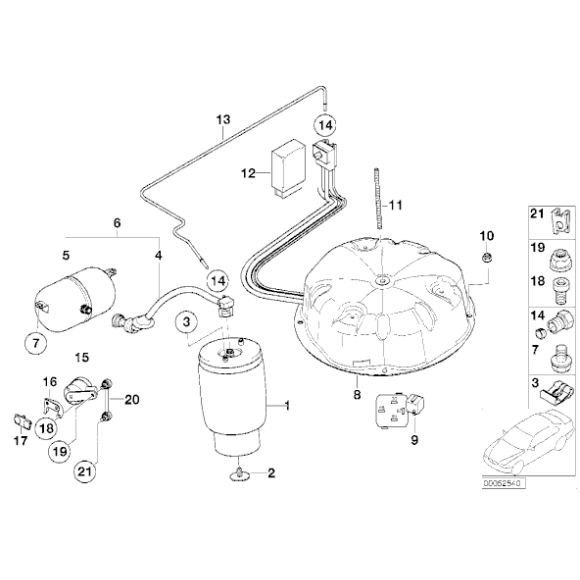 37121095082 Sprężyna pneumatyczna nivo tył prawa BMW E39 Touring kombi 520d 520i 523i 525i 525d 528i 530d 540i - 37121095082 - Części oryginalne BMW Łódź | Sklep internetowy BMW
