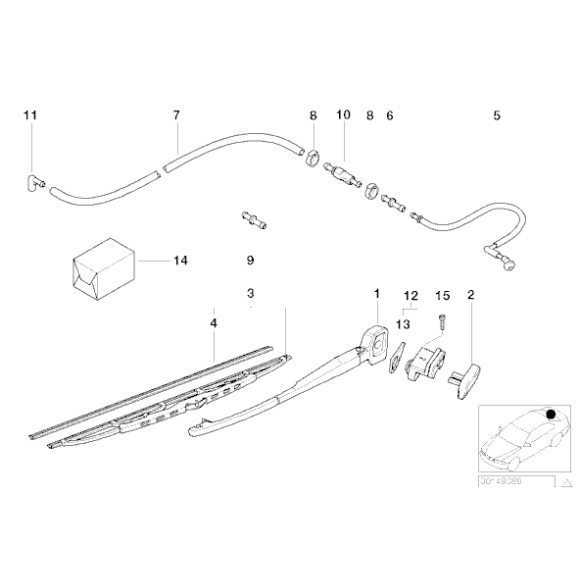 Ramię wycieraczki szyby tylnej BMW E39 touring 520 523 525 528 530 540 - 61628221453