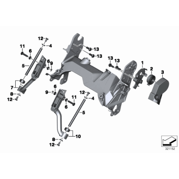 Ramię regulacji szyby prawe BMW K50 K51 R1200GS R1250GS - 46638524932