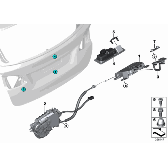 Przycisk klamka tylnej klapy BMW F15 F16 F25 F26 F45 F46 F48 F85 F86 X1 X3 X4 X5 X6 214 216 218 220 225 - 51247345700