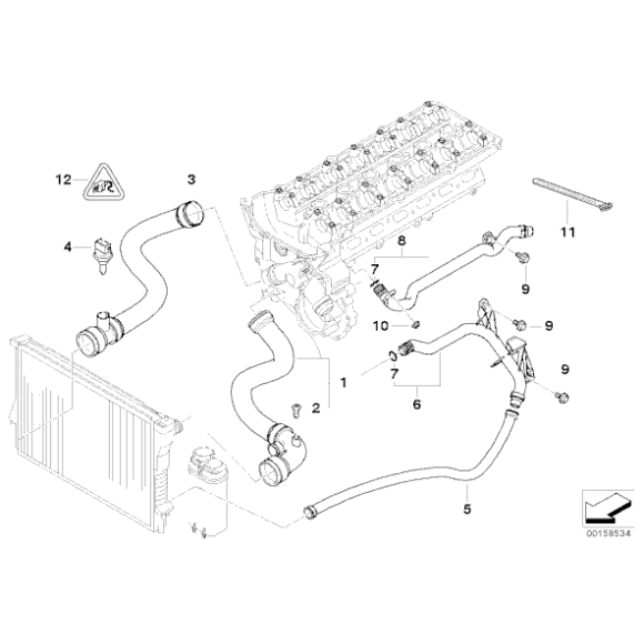 Przewód układu chłodzenia BMW E46 320 323 325 328 330 M52 M54 - 11531436408