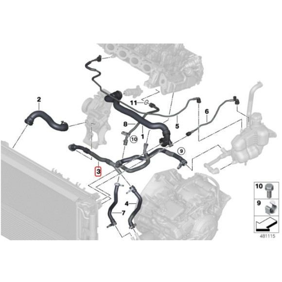 Przewód ukł. chłodzenia BMW F39 F45 F46 F48 MINI F54 F55 F56 F57 F60 - 17128593802