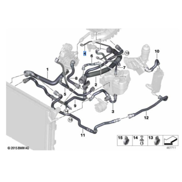 Przewód ukł. chłodzenia BMW F20N F21N F22 F23 F30N F31N F32 F33 F36 - 17128616536