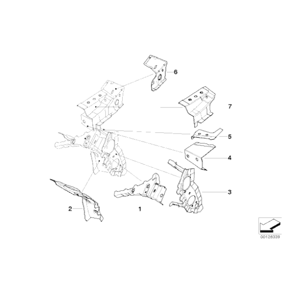 Mocowanie ramy bocznej dolne lewe BMW E60 E61 E63 E64 - 41217111327