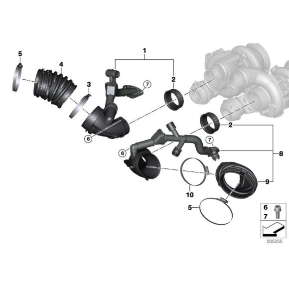 Przewód powietrza odma cyl 1-4 BMW E70 E71 X5 X6 M - 13717848151