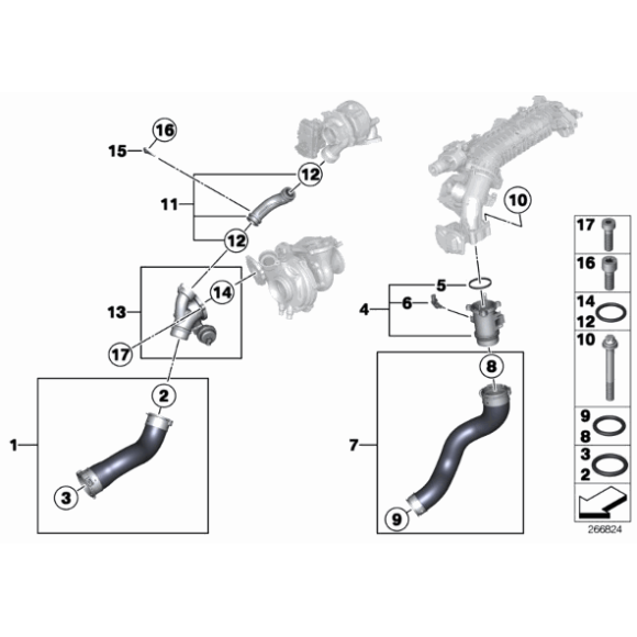 Przewód powietrza doładowującego BMW E84 E90N E91N E93N F01N F07 F10 F11 F12 F20 F21 F25 F30 F31 - 11618519492