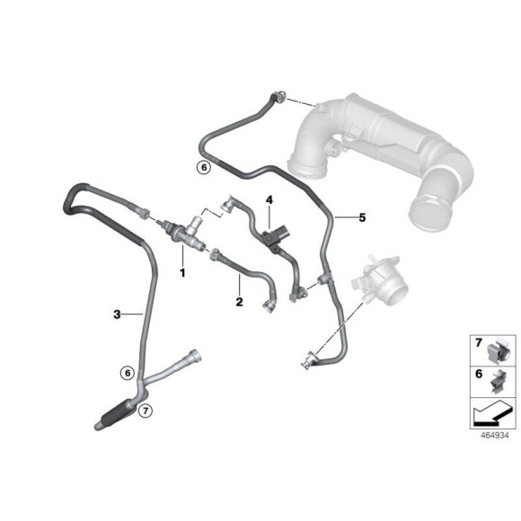 Przewód odpowietrzający zbiornika z czujnikiem ciśnienia BMW BMW F39 X2 F48 X1 MINI F54 F60 - 13907640053