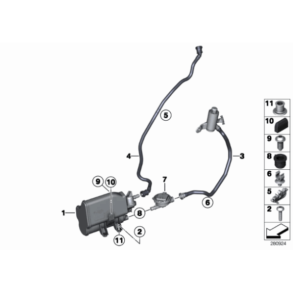 Przewód odpowietrzający z filtrem powietrza BMW F22 F30 F31 F32 F33 F34 F36 - 16137438487