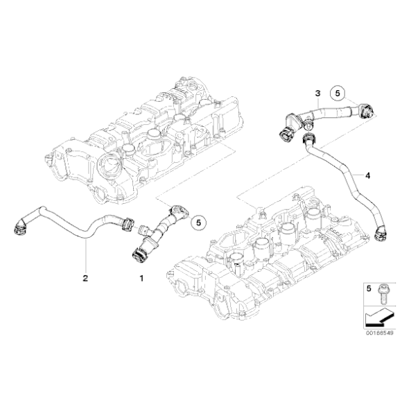 Przewód odpowietrzający skrzynię korbową cyl. 1-4 BMW F01 F07 F10 F12 650i 550i 750i 501iX - 11157646086