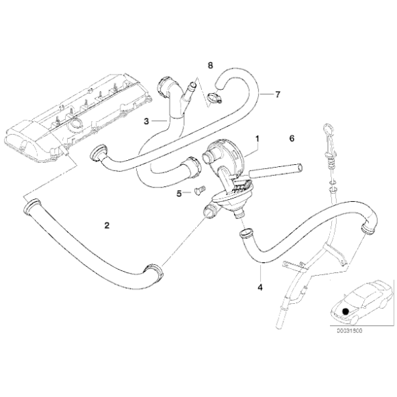 Przewód odpowietrzający odmy BMW E39 E46 E53 E60 E61 E63 E65 E83 730 520 525 530 320 323 325 328 330 - 11617533399