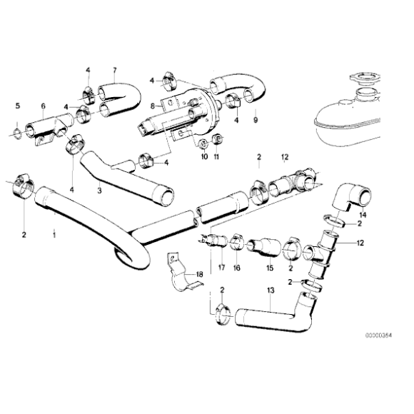 Przewód odmy BMW E23 E24 E28 728 732 733 735 745 628 635 633 525 528 - 11631273055