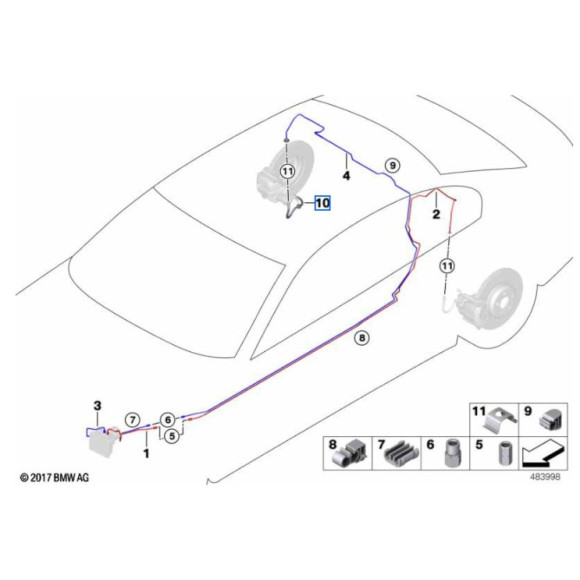 Przewód hamulcowy elastyczny tył BMW F90 G11 G12 G14 G16 G30 G31 G32 - 34206884953