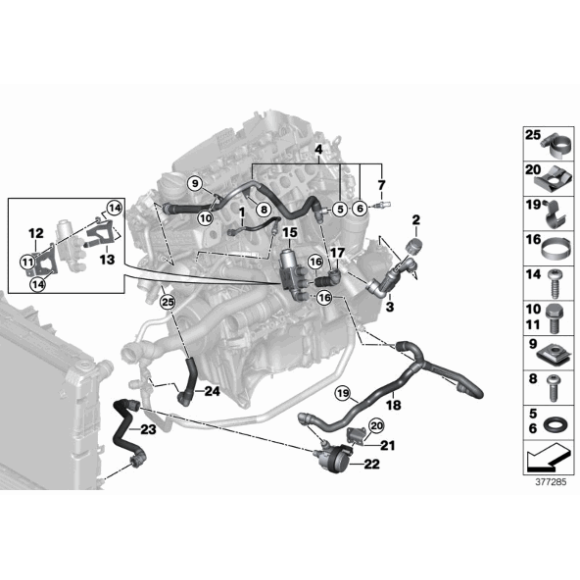 Przewód głowicy cylindrów BMW F10 F11 F15 F20 F21 F25 F26 F30 F36 G11 G30 G31 - 11538514456
