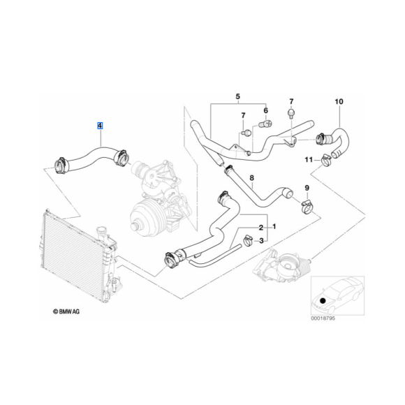 Przewód elastyczny układu chłodzenia BMW E38 730d - 11532248864
