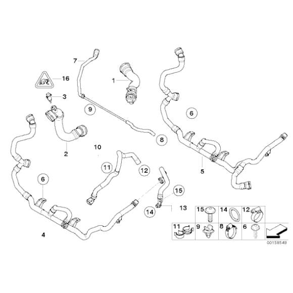 Przewód chłodnicy BMW E87 130i E90 E91 E93 323i 325i 325xi 330xi 328i 330i  - 17127531581