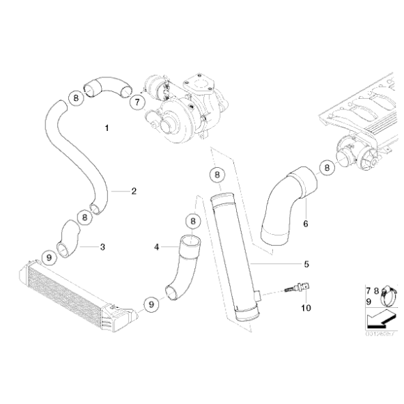 Przewód elast. ciśnieniowy Intercoolera BMW E46 E39 E38 X5 3,0d 730d 525d 530d 330d - 11617799389