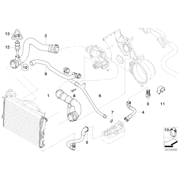 Przewód chłodnicy BMW E38 E39 735i 740i 535i 540i M62 - 11537505228