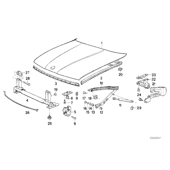 41611973390 Sworzeń otwierania maski BMW E34 518i 520i 525i 524td 530i 540i M5 - 41611973390 - Części oryginalne BMW Łódź | Sklep internetowy BMW