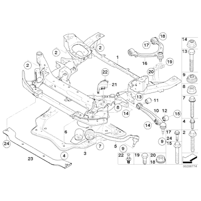Wahacz przód lewy BMW E70 E71 X5 X6 30dX 35dX 35iX 40dX 40iX 50iX M50dX - 31126773949