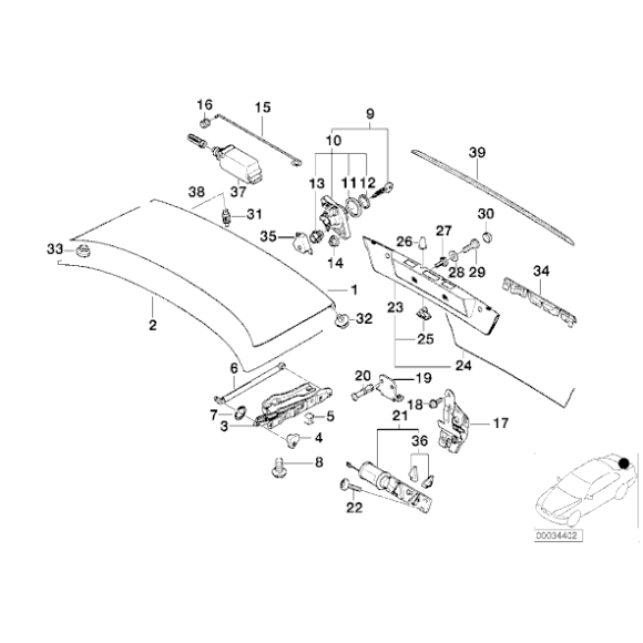 Zawias pokrywy bagażnika lewy BMW E38 725tds 728i 730i 730d 735i 740i 740d 750i - 41628221197