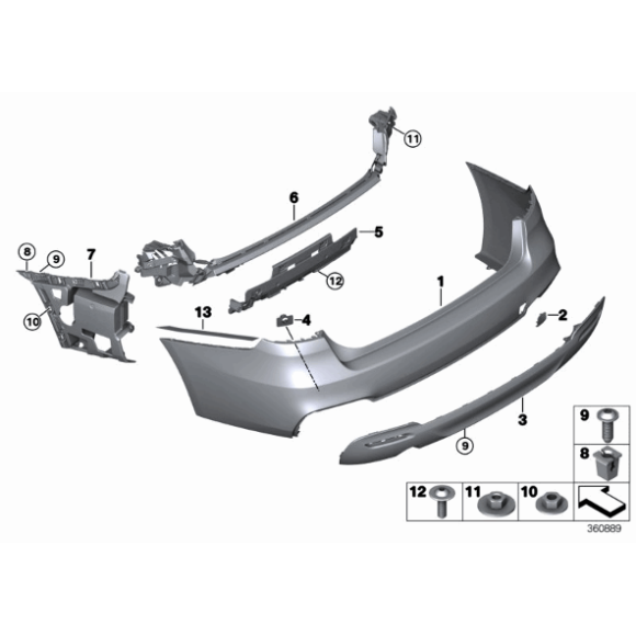 51128057207 Prowadnica zderzaka tył lewa BMW F34 F34N 318 320 325 328 330 335 340 - 51128057207 - Części oryginalne BMW Łódź | Sklep internetowy BMW