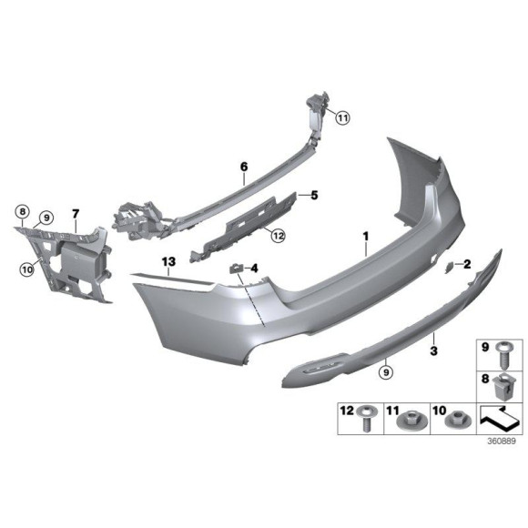 51128057207 Prowadnica zderzaka tył lewa BMW F34 F34N 318 320 325 328 330 335 340 - 51128057207 - Części oryginalne BMW Łódź | Sklep internetowy BMW