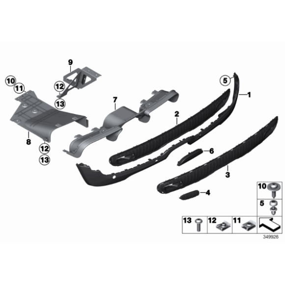 Prowadnica powietrza zderzaka tył środkowa MINI R56N Cooper S JCW - 51747330558