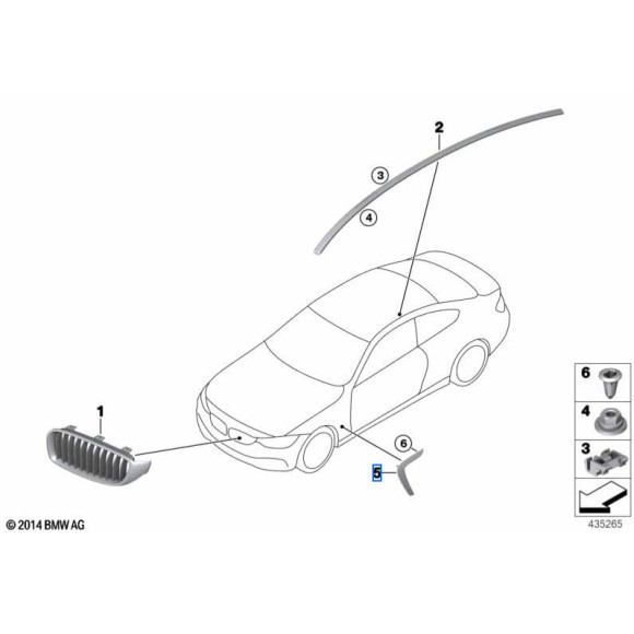 Prowadnica powietrza CHROM prawa BMW F32N F33N F36N - 51747465292