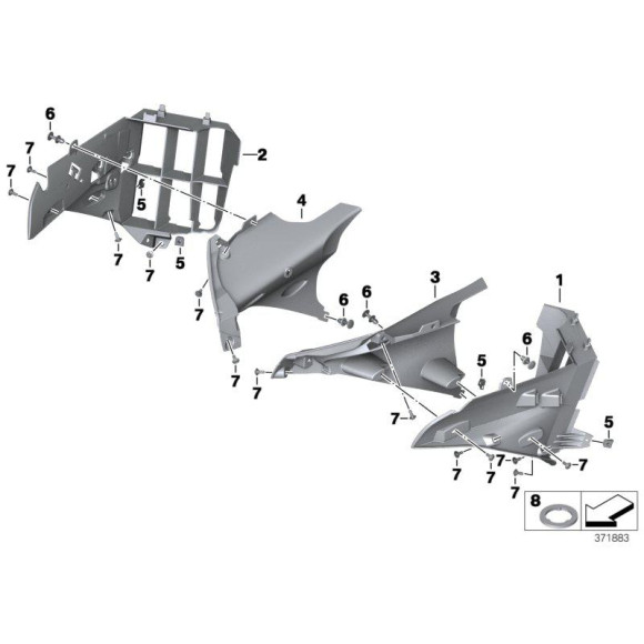 Prowadnica dopływu powietrza prawa BMW K52 R1200RT R1250RT - 46638529336