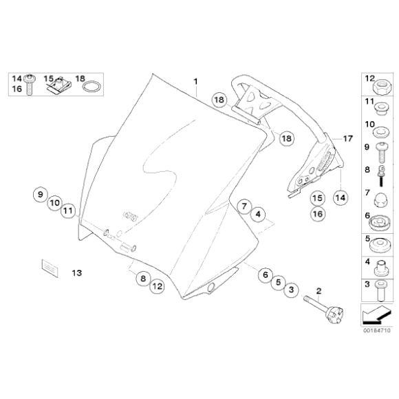 Uchwyt szyby prawy BMW K25 K255 - 46637694710