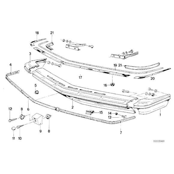 Listwa uszczelka uszczelniająca zderzaka przód BMW E24 628CSi 630CSi 635CSi M635CSi - 51111839358