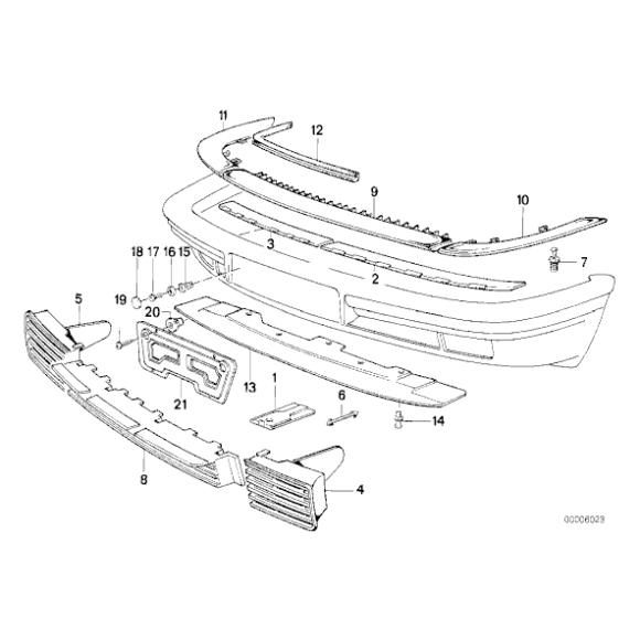 Klapka zderzaka przód lewa BMW E32 730i 735i M30 - 51111974441