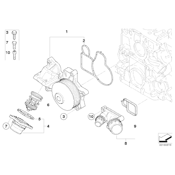 Pompa wody N47 N47S - Oryginał BMW - 11517807311