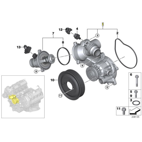 Pompa wody BMW E65 735i 745i - 11517507849