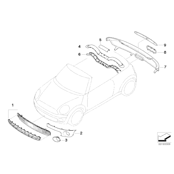 Pierścień ozdobny lampy przeciwmgielnej prawy MINI R55 R56 R57 Cooper - 51112753662