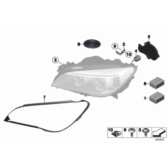 Pokrywa reflektora przód lewa BMW F01N F02N 730 740 750 760 - 63117345591