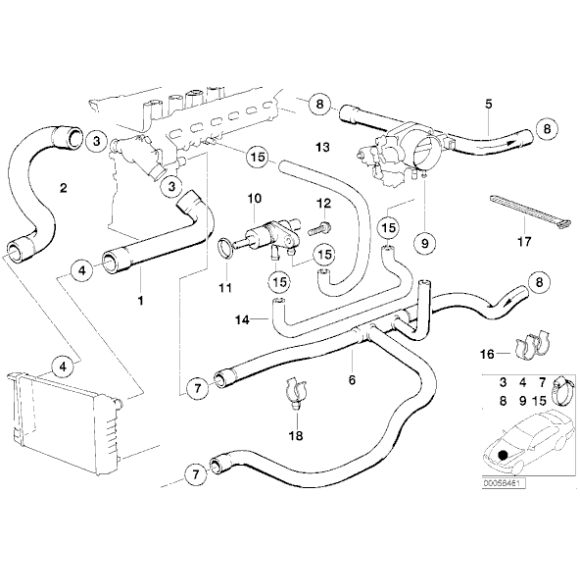 Przewód układu chłodzenia BMW E36 320 323 325 328 M50 M52 - 11531720720