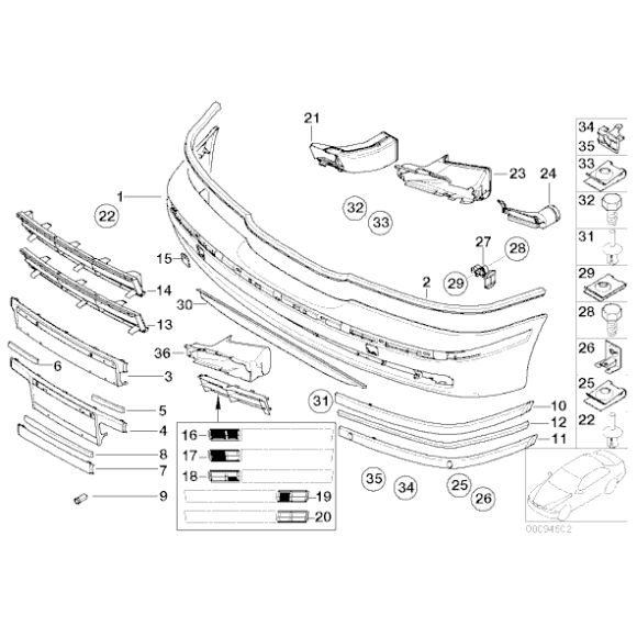 Osłona listwa zderzaka przód prawa chrom BMW E39 520 523 525 528 530 535 540 prod do 09.2000r - 51117005972